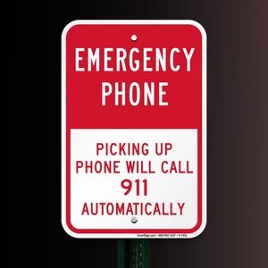 Emergency Phone 911 Red & White Sign
